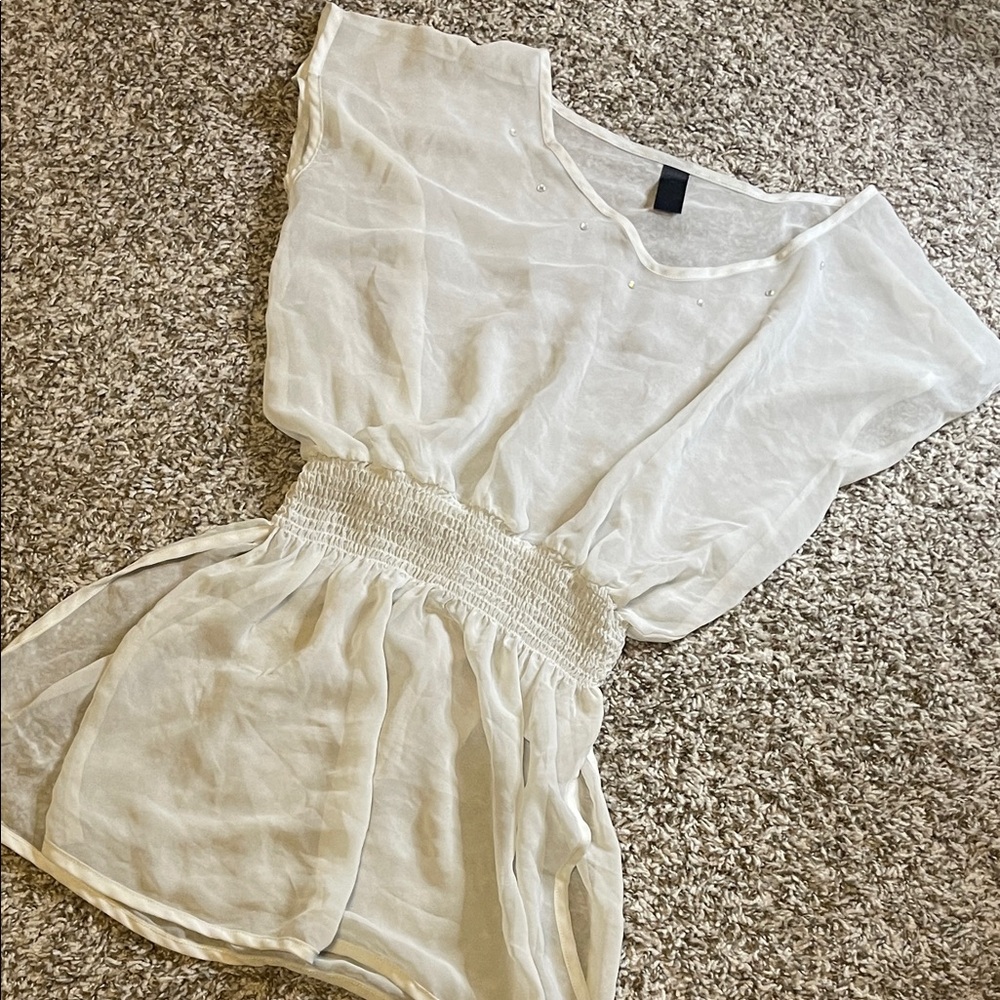 Sheer White swim coverup dress